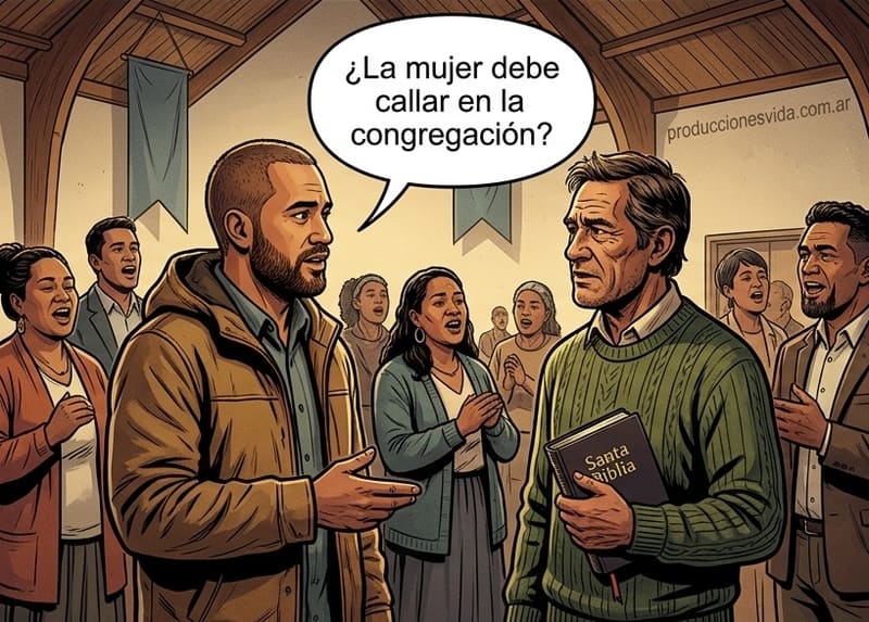 la mujer calla en la congregación biblia